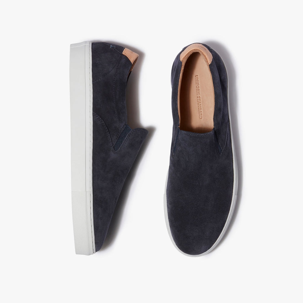 Uniform Standard Men's Series 2 minimalist suede sneaker in Blue handcrafted in Portugal