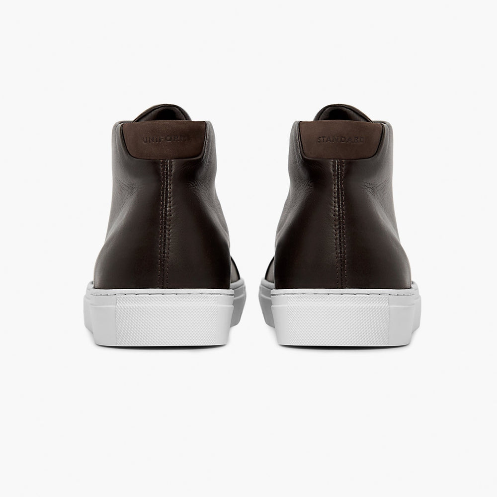 Uniform Standard Men's Series 4 mid top minimalist leather sneaker in Brown handcrafted in Portugal