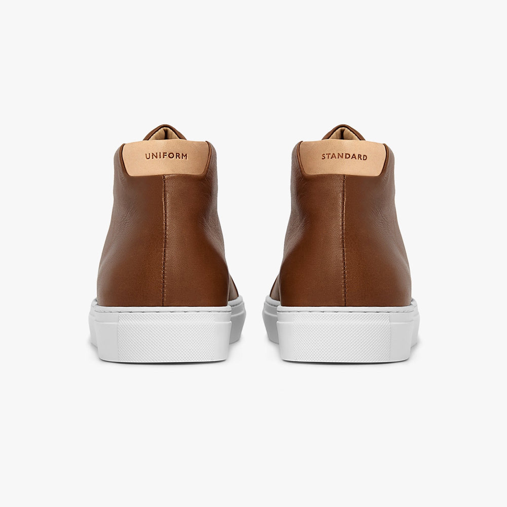 Uniform Standard Men's Series 4 mid top minimalist leather sneaker in Brown handcrafted in Portugal