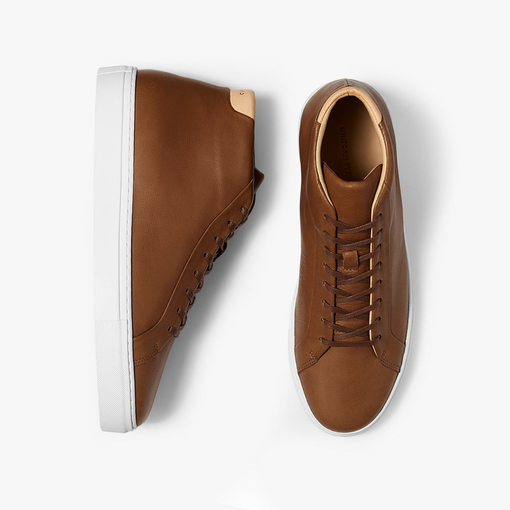 Uniform Standard Men's Series 4 mid top minimalist leather sneaker in Brown handcrafted in Portugal