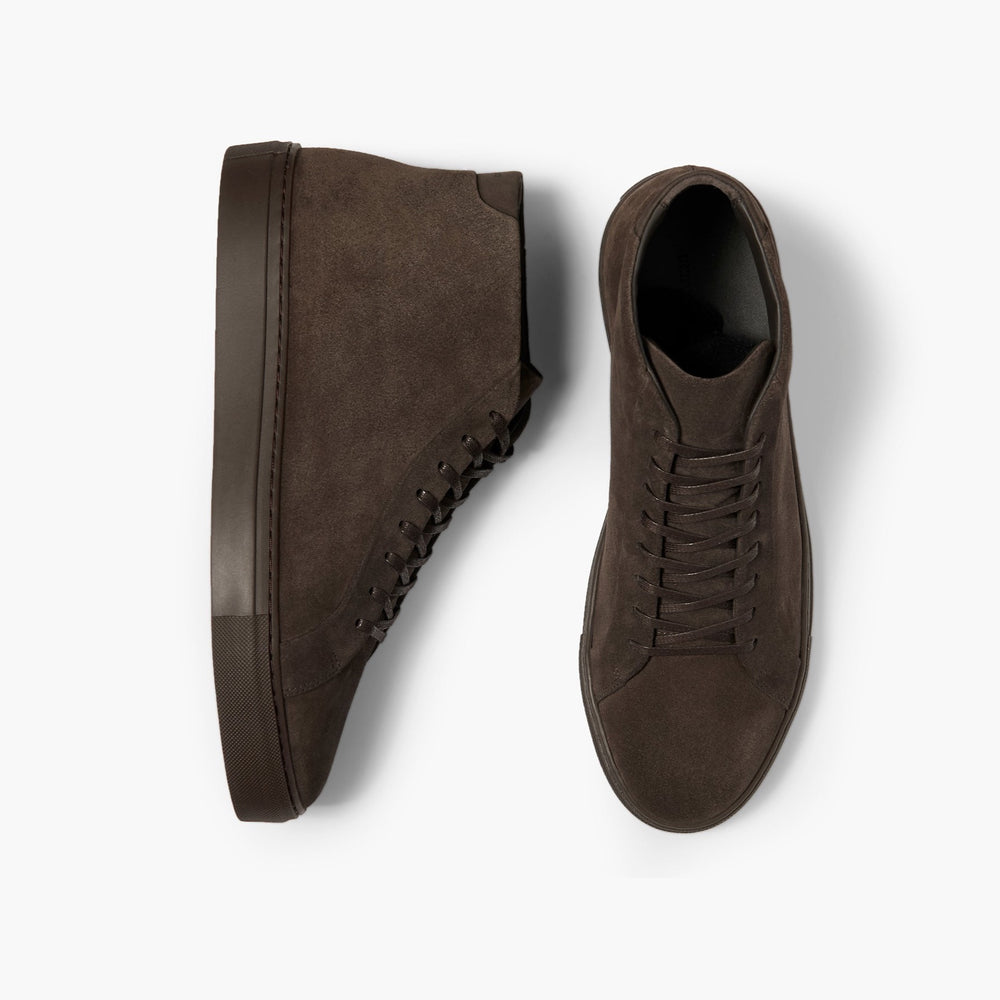 Uniform Standard Men's Series 4 mid top minimalist suede sneaker in Brown handcrafted in Portugal