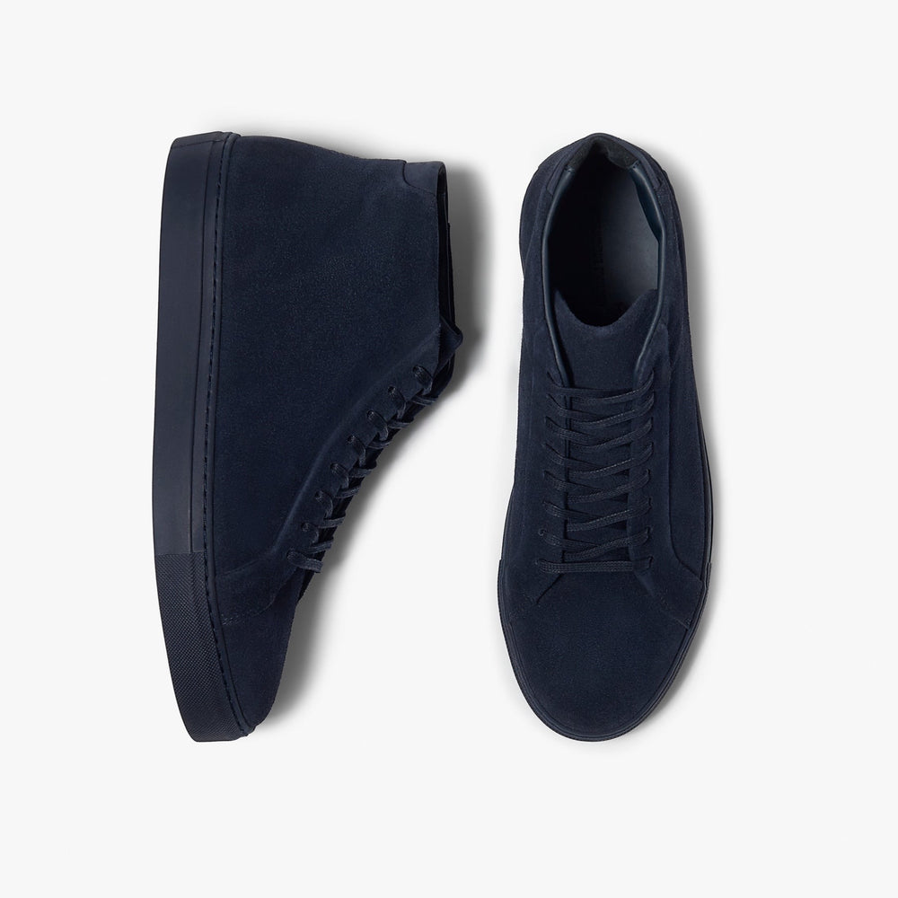 Uniform Standard Men's Series 4 mid top minimalist suede sneaker in Blue handcrafted in Portugal