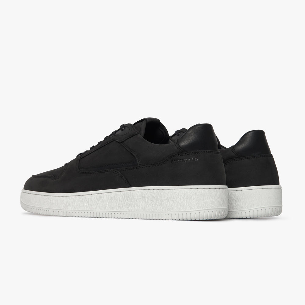Uniform Standard Men's Series 5 minimalist nubuck leather sneaker in Black handcrafted in Portugal