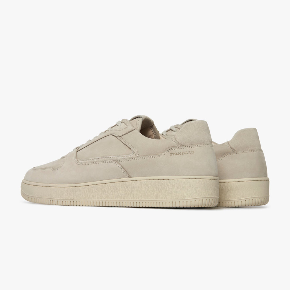 Uniform Standard Men's Series 5 minimalist nubuck leather sneaker in Beige handcrafted in Portugal