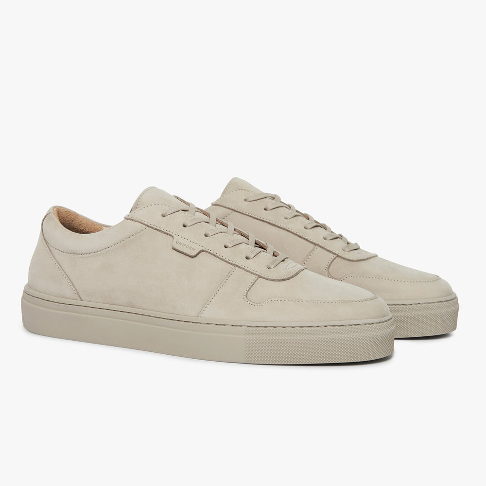 Uniform Standard Men's Series 6 minimalist nubuck leather sneaker in Beige handcrafted in Portugal
