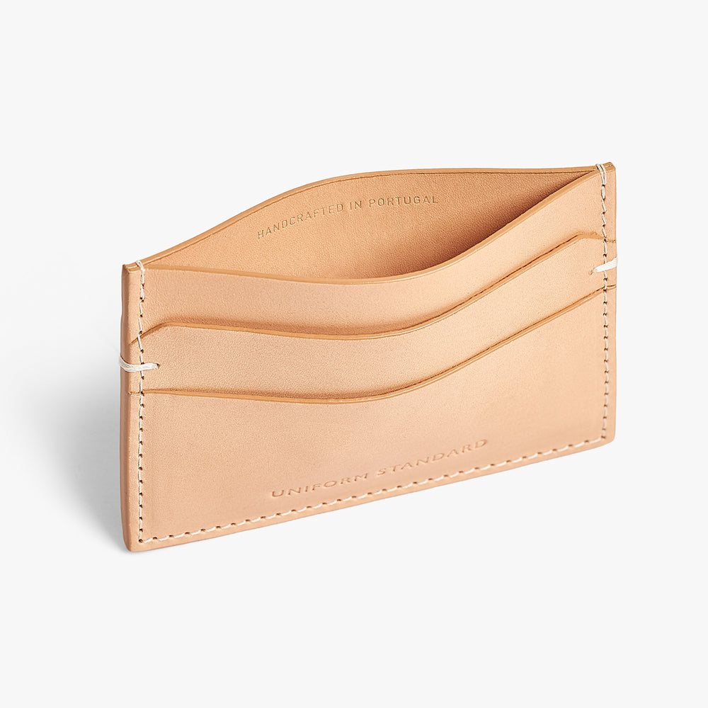 Uniform Standard premium leather cardholder in Natural designed in East London