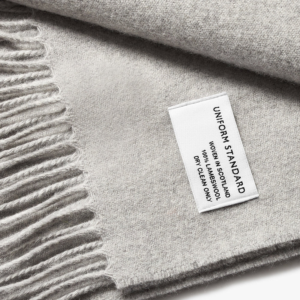 Uniform Standard luxury merino wool scarf in Grey designed in East London