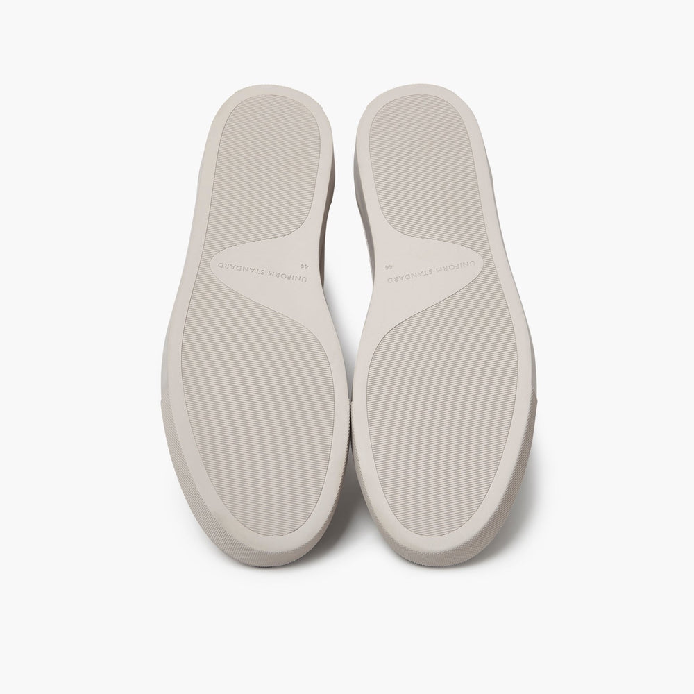 Uniform Standard Men's Series 1 minimalist nubuck leather sneaker in Beige handcrafted in Portugal