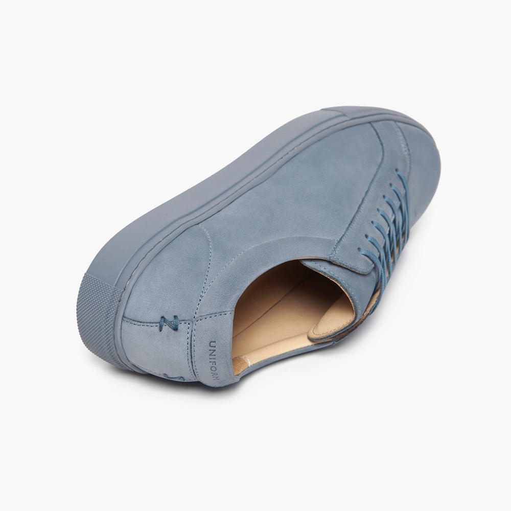 Uniform Standard Men's Series 1 minimalist nubuck leather sneaker in Blue handcrafted in Portugal