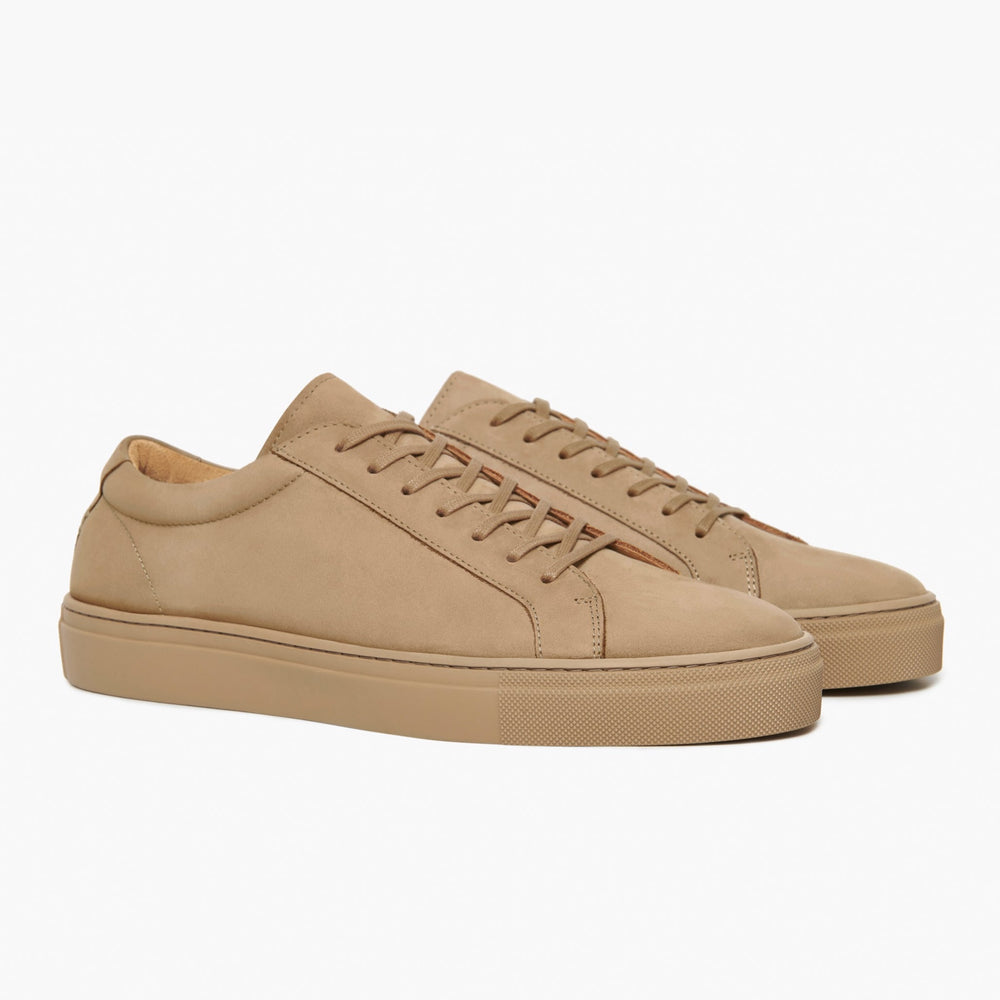 Uniform Standard Men's Series 1 minimalist nubuck leather sneaker in Beige handcrafted in Portugal