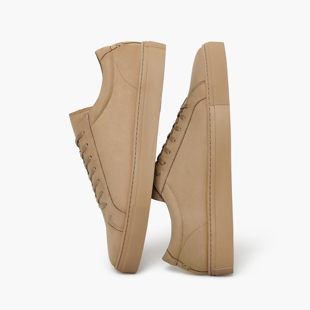 Uniform Standard Men's Series 1 minimalist nubuck leather sneaker in Beige handcrafted in Portugal