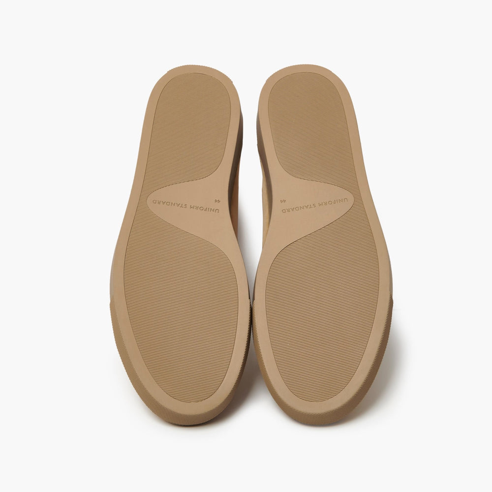 Uniform Standard Men's Series 1 minimalist nubuck leather sneaker in Beige handcrafted in Portugal
