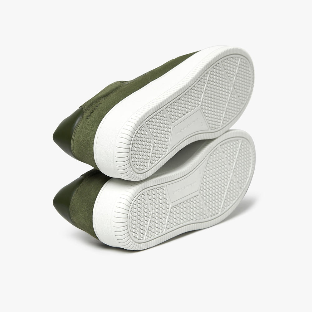 Uniform Standard Men's Series 5 minimalist suede sneaker in Green handcrafted in Portugal