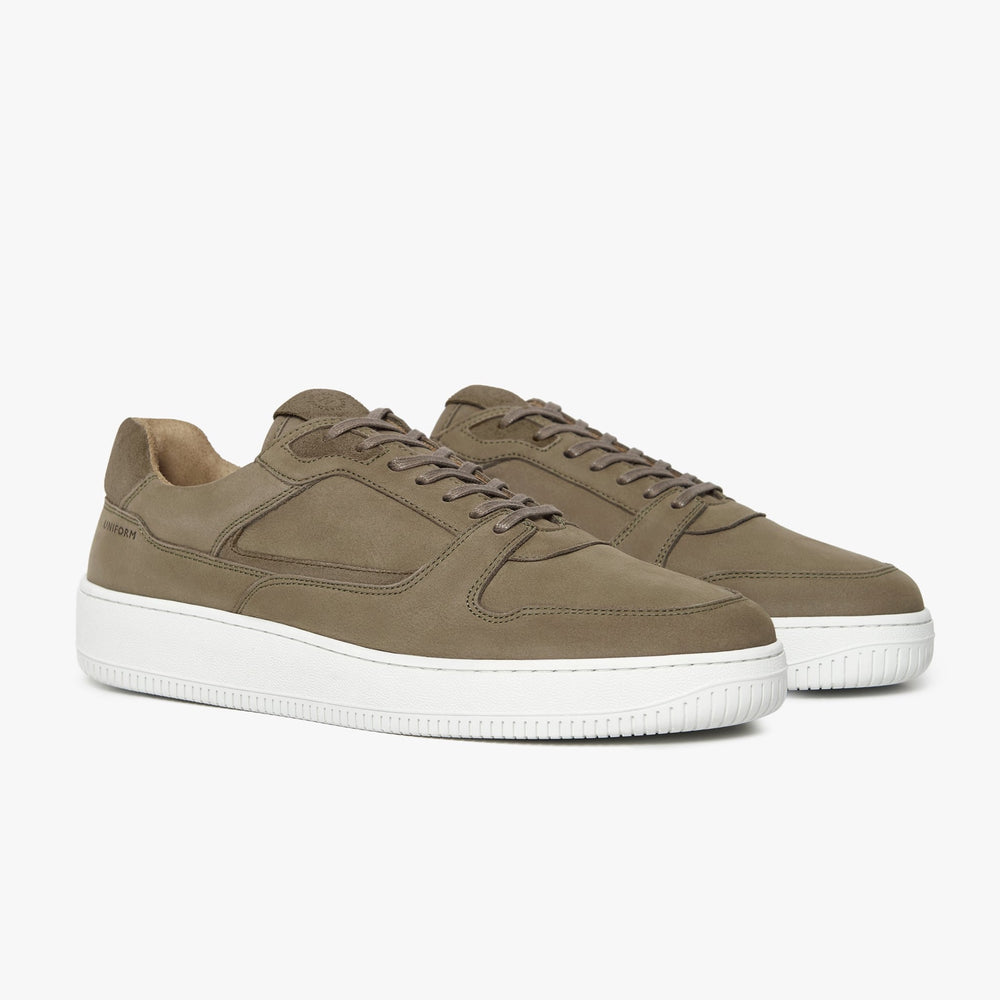 Uniform Standard Men's Series 5 minimalist nubuck leather sneaker in Brown handcrafted in Portugal