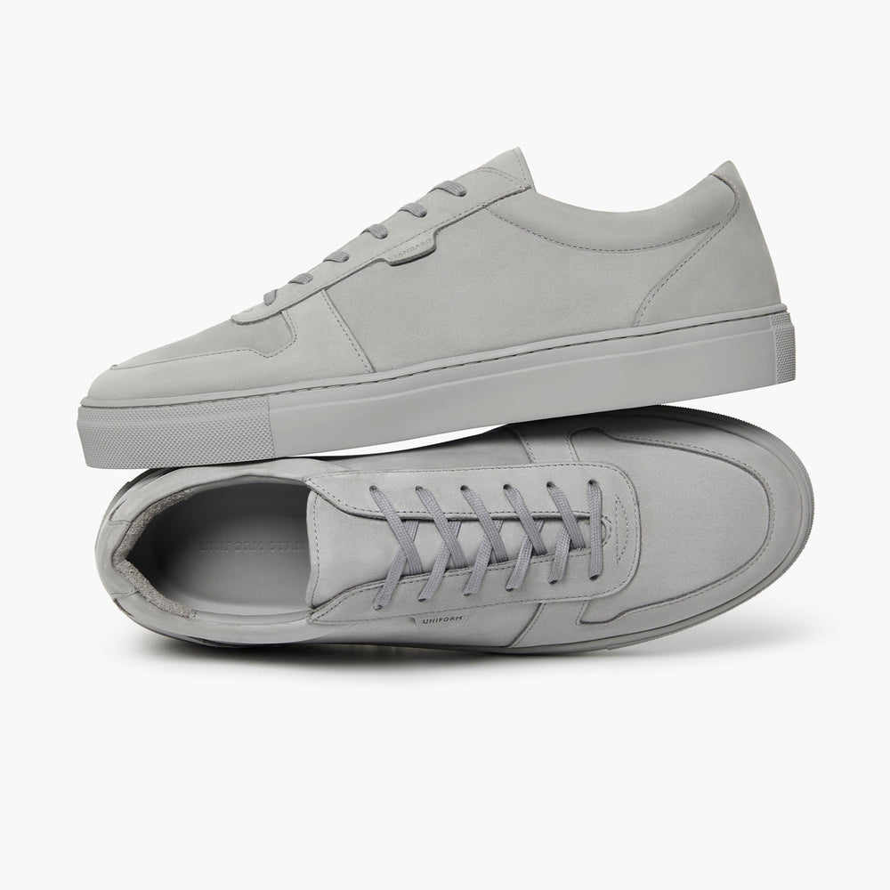 Uniform Standard Men's Series 6 minimalist nubuck leather sneaker in Grey handcrafted in Portugal