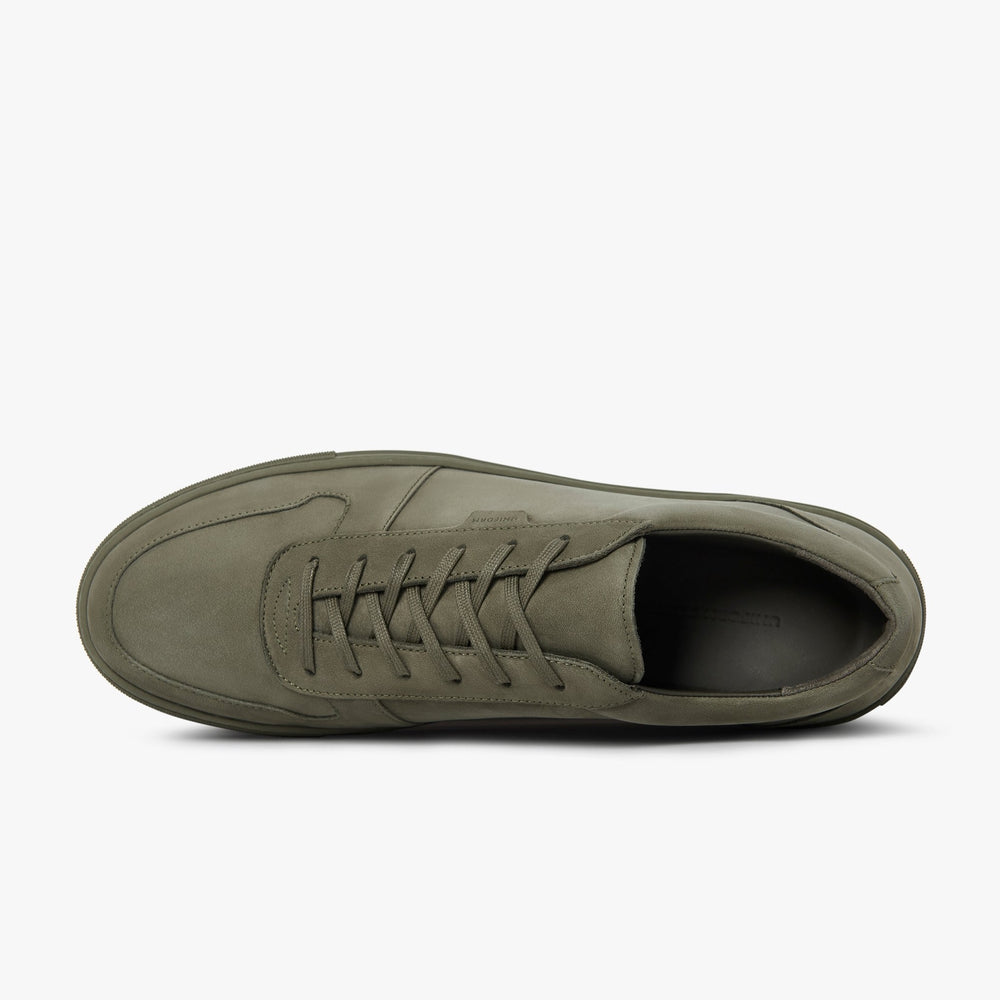 Uniform Standard Men's Series 6 minimalist nubuck leather sneaker in Green handcrafted in Portugal