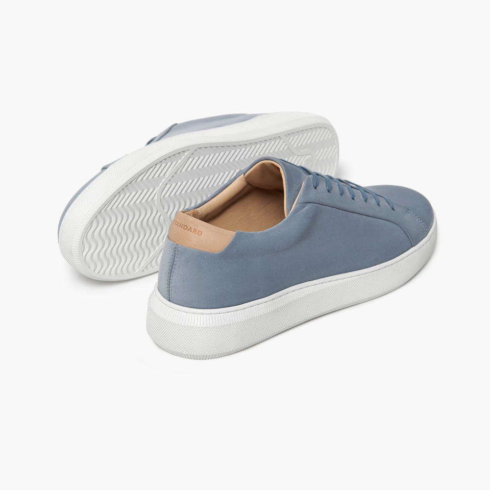 Uniform Standard Men's Series 8 minimalist nubuck leather sneaker in Blue handcrafted in Portugal