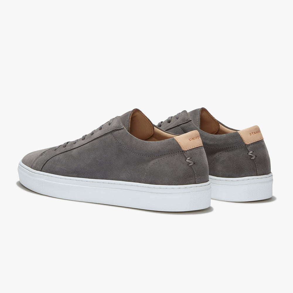 Uniform Standard Men's Series 1 minimalist suede sneaker in Grey handcrafted in Portugal