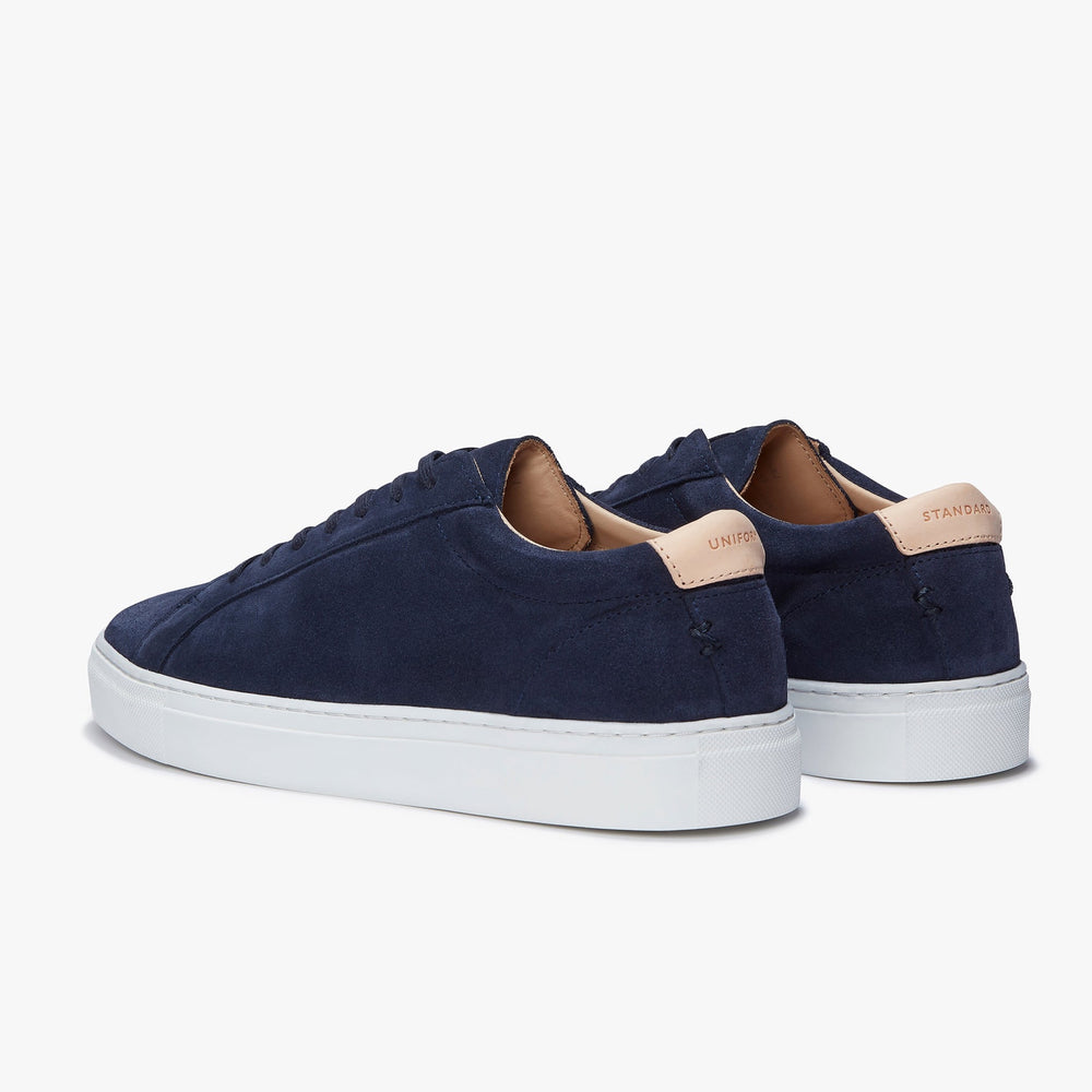 Uniform Standard Men's Series 1 minimalist suede sneaker in Blue handcrafted in Portugal
