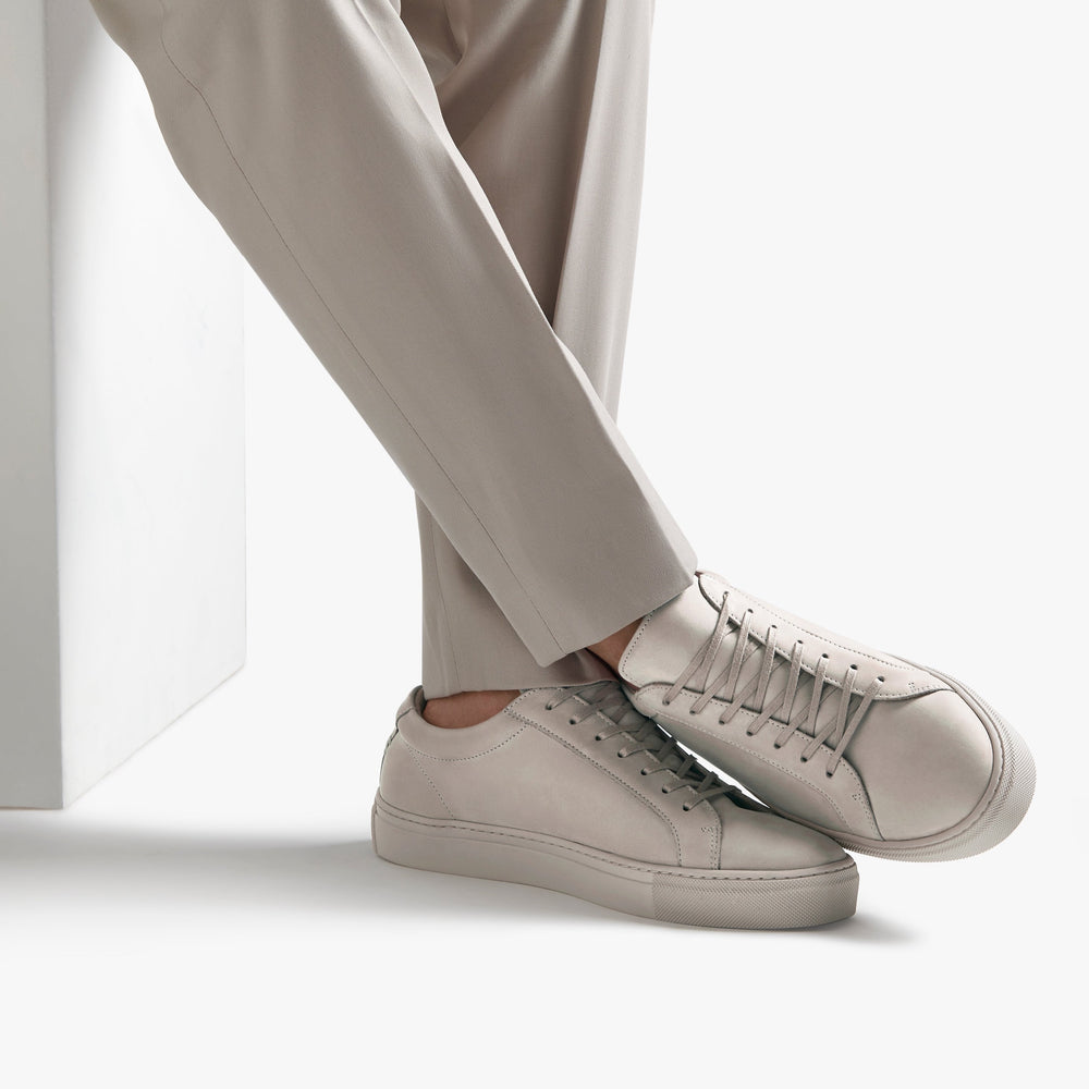 Uniform Standard Men's Series 1 minimalist nubuck leather sneaker in Beige handcrafted in Portugal
