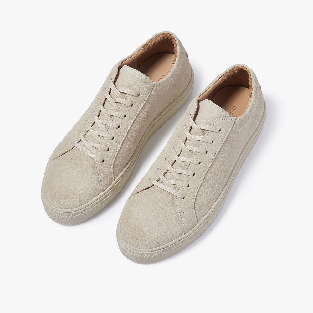 Uniform Standard Men's Series 1 minimalist suede sneaker in Beige handcrafted in Portugal