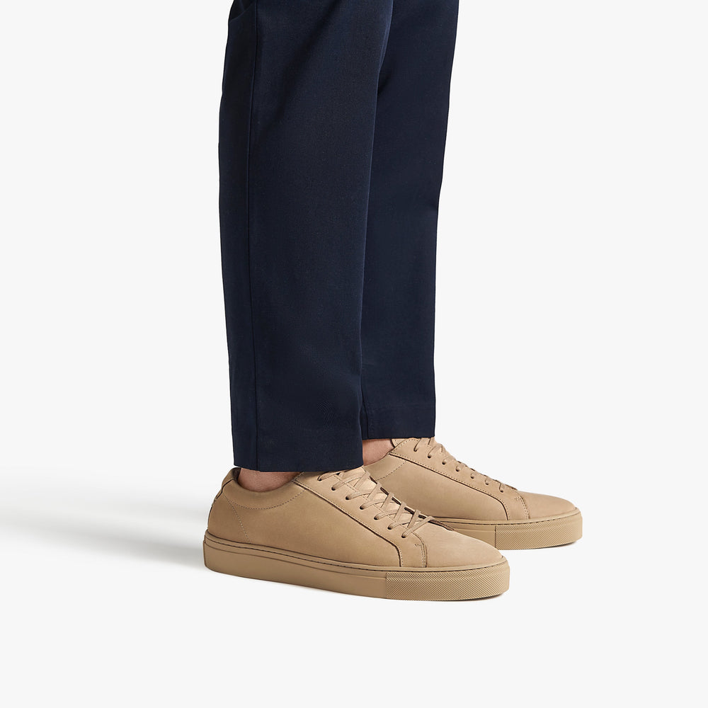 Uniform Standard Men's Series 1 minimalist nubuck leather sneaker in Beige handcrafted in Portugal