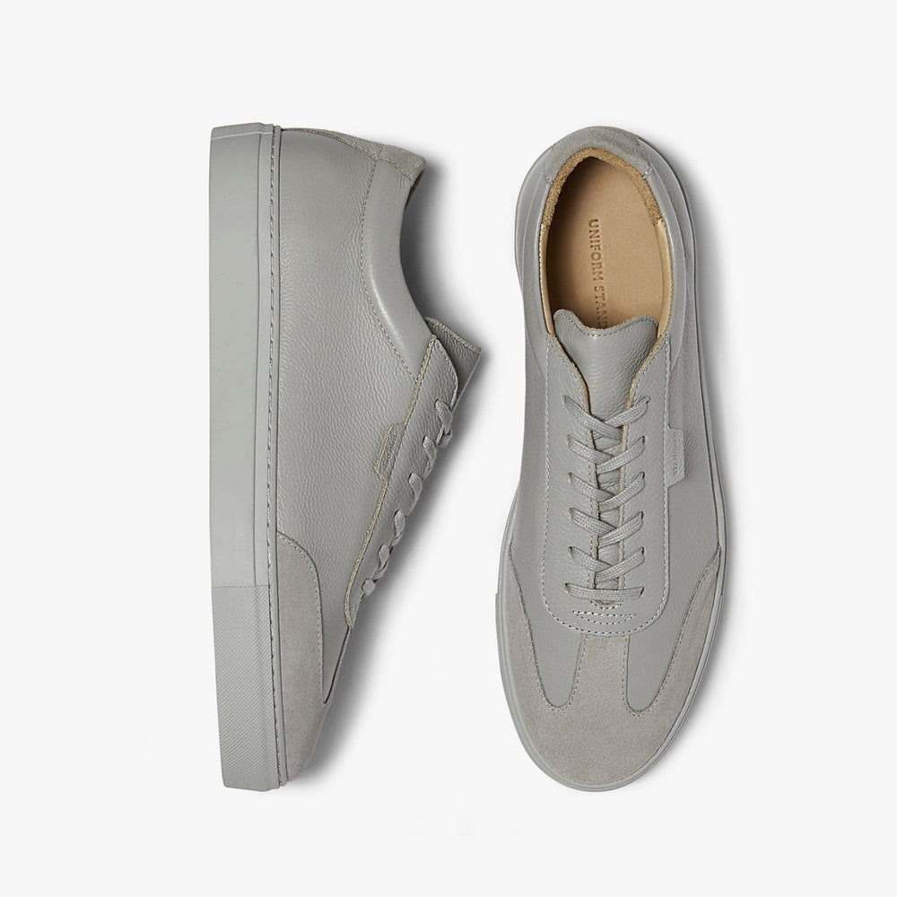 Uniform Standard Men's Series 3 minimalist leather sneaker in Grey handcrafted in Portugal