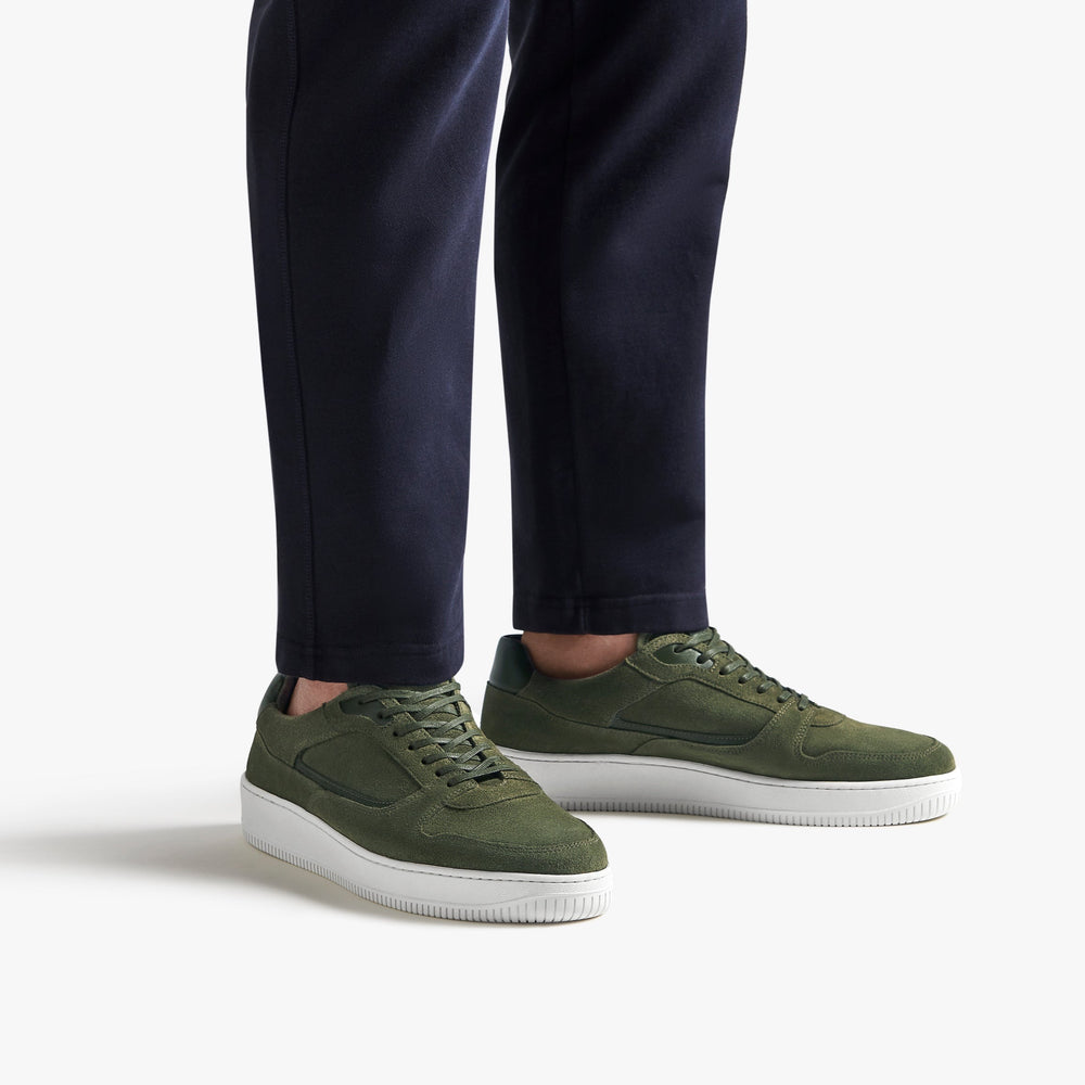 Uniform Standard Men's Series 5 minimalist suede sneaker in Green handcrafted in Portugal