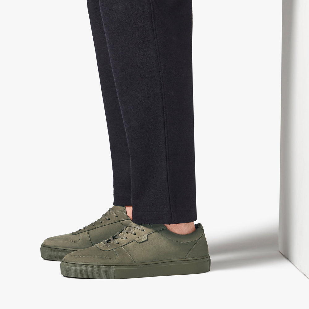 Uniform Standard Men's Series 6 minimalist nubuck leather sneaker in Green handcrafted in Portugal
