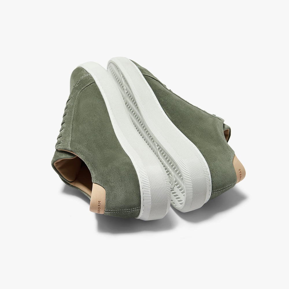 Uniform Standard Men's Series 8 minimalist suede sneaker in Green handcrafted in Portugal
