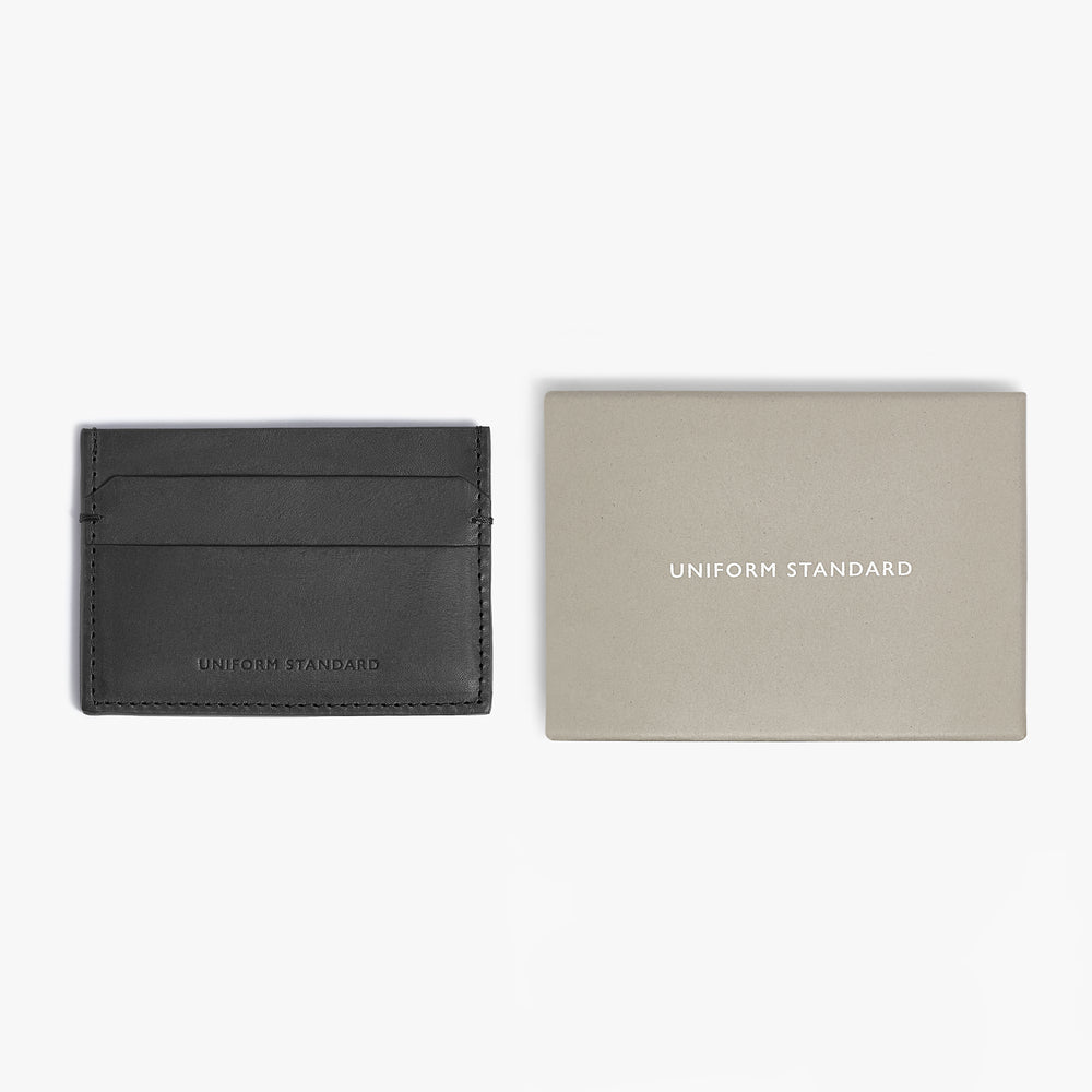 Uniform Standard premium leather cardholder in Grey designed in East London