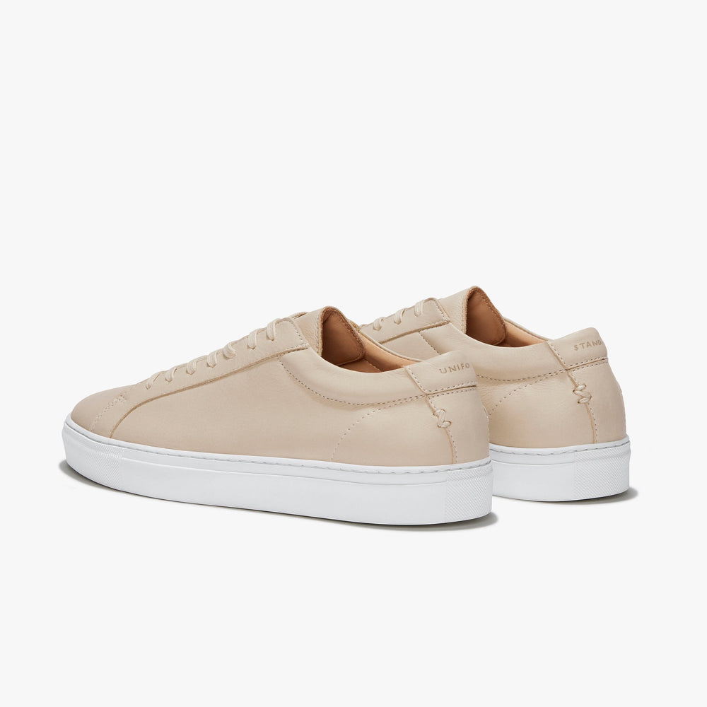Uniform Standard Women's Series 1 minimalist leather sneaker in Beige handcrafted in Portugal