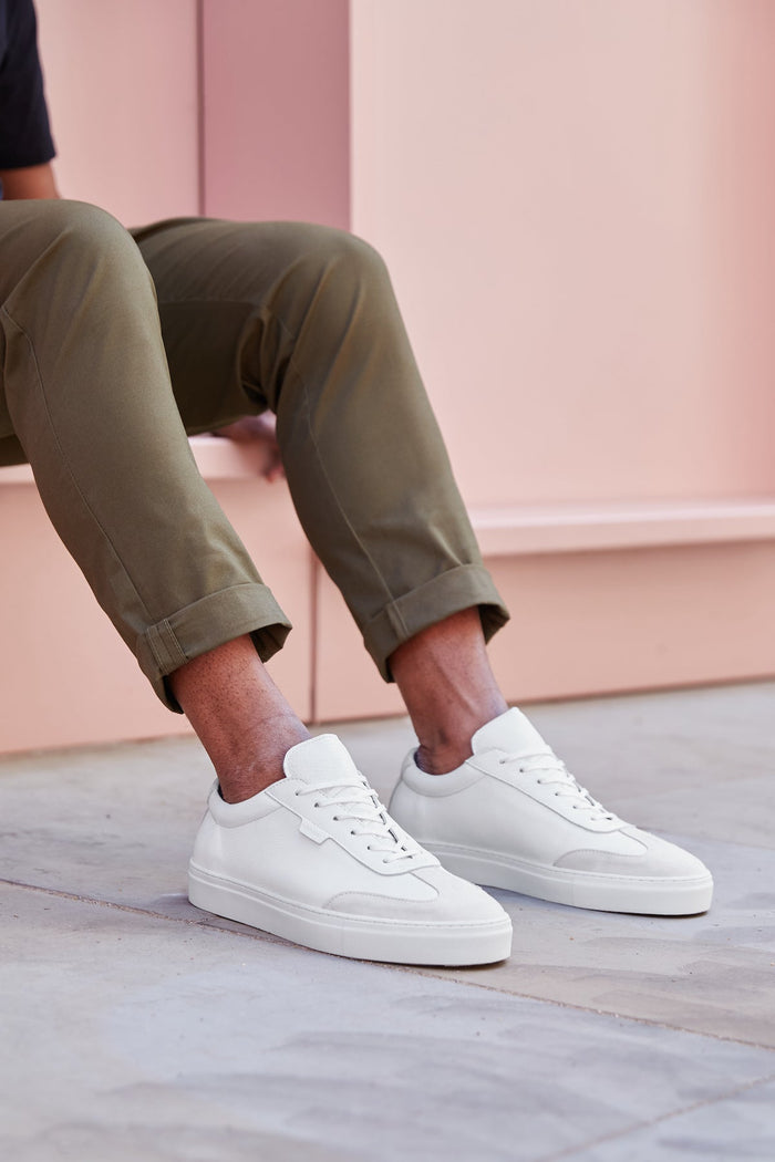 triple white tumbled leather